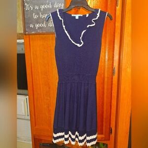 Elegant Navy Blue Draper James Sleeveless Dress with White Accents Size Small